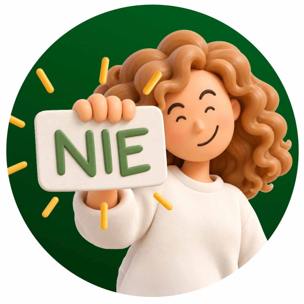 Picture of happy person holding NIE card