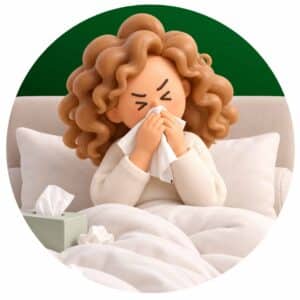 Person with a flu in bed